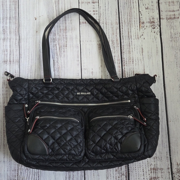 MZ Wallace Crosby Traveler Black Quilted Tote Bag - Picture 3 of 15